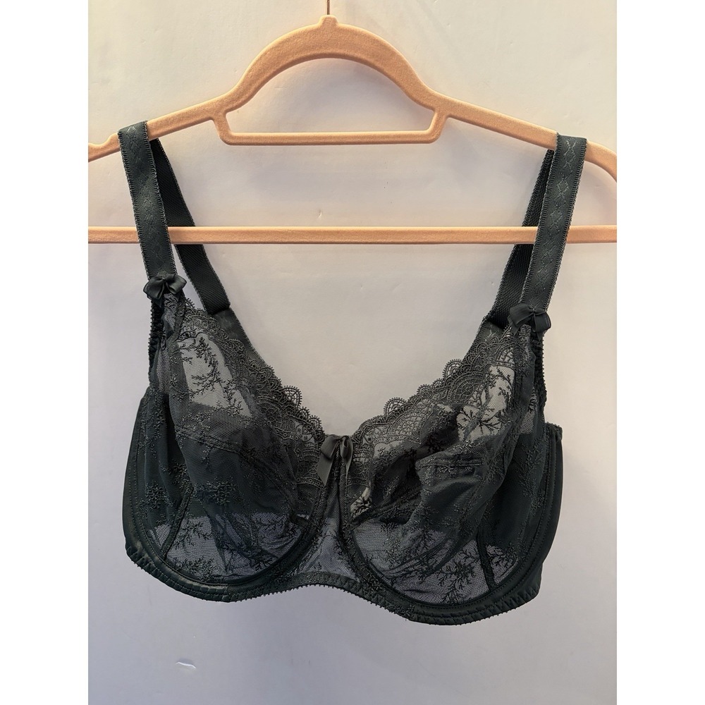 Empreinte Louise Full‎ Cup Bra 36F Green Lace Underwire French Luxury Lingerie